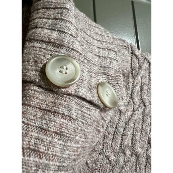 Denver Hayes Cable Knit Sweater | XL | Cowl Neck with Button Detail - Picture 4 of 6